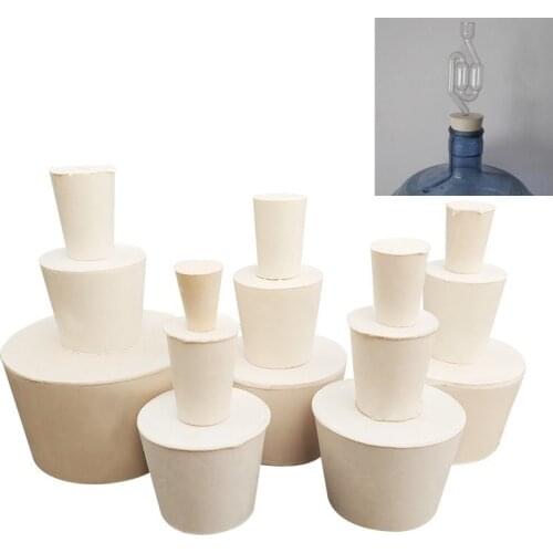 Laboratory Solid Rubber Stoppers Exhaust Valve White Plug Flask Bungs Tapered Bottle Alkali-resisting Tube Sealed Lid Lab Corks