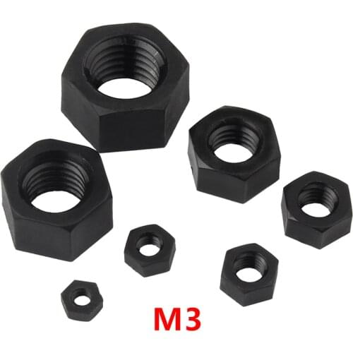 1000pcs Metric Threaded M3 Black Nylon Hex Nut Hexagon Plastic Nuts NL66