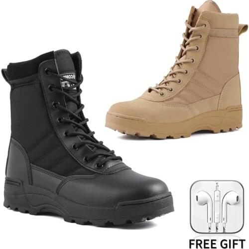 Men Tactical Military Boots Desert Combat Army Boots Outdoor Hiking Boots Ankle Shoes Men Work Safty Shoes