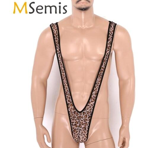 MSemis Swimsuit Beach Cover Men Mankini Gay Sexy Underwear Stretch Deep V Lingerie Suspender Bodysuit Strap Teddy Thongs Leotard