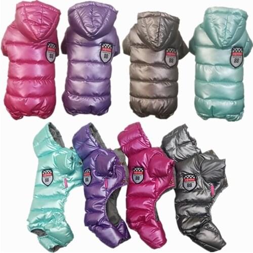 New Winter Cat Pet Dog Clothes PU Four Legs Dog Jumpsuit Keep Warm Windproof Dog Down For Small Dog Coat Jacket Puppy Costume