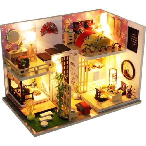 New Doll House Wooden Furniture Diy House Miniature Assemble 3d Miniaturas Dollhouse Puzzle Kits Toys For Children Birthday Gift