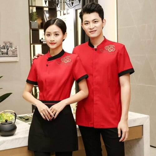 Cook Clothes Short Sleeve Work Uniforms New Hotel Restaurant Kitchen Waiter Uniforms Chef Clothing Food Service Work Overall