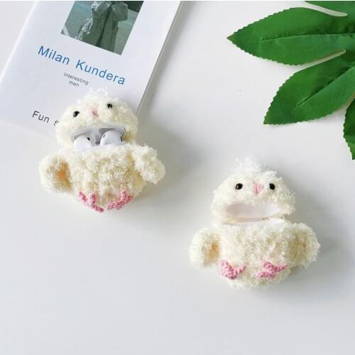 Plush Cartoon Chick Wireless Bluetooth Earphone Case For Apple AirPods Earphones Protective Cases For Airpods 2 Cover