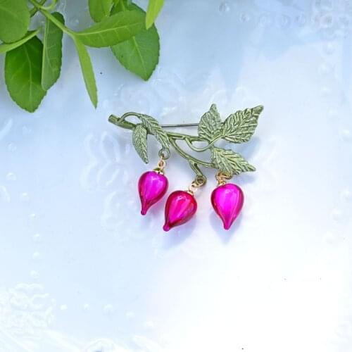 Charms Fruit Leaves Branch Jewelry Accessories For Women Simple Elegant Cute Pendant Brooches Pin Female Corsage Gift