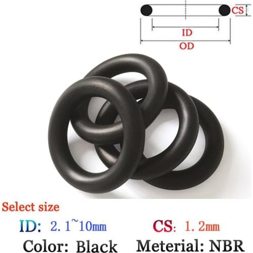 CS 1.2*2.1 Rubber O-Ring 10pcs Washer Seals Plastic gasket Silicone ring film oil and water seal gasket NBR material Ring