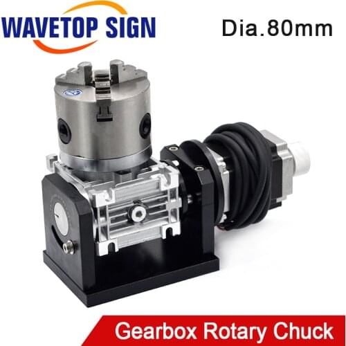 WaveTopSign Gearbox Rotary Worktable Chuck 80mm for Laser Marking Welding Cutting Machine