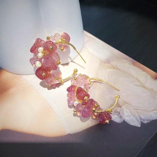 S925 Silver Needle Pomegranate Jewelry Earring Designed Earrings Crystal Hoop Earrings Elegant