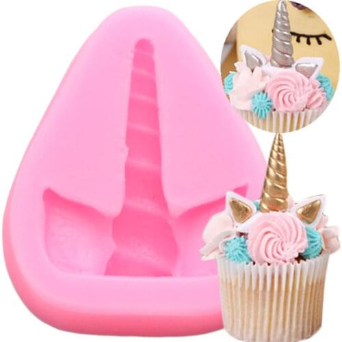 Unicorn Horse Ear Silicone Molds Baby Birthday Cupcake Topper Fondant Cake Decorating Tools Candy Chocolate Gumpaste Moulds