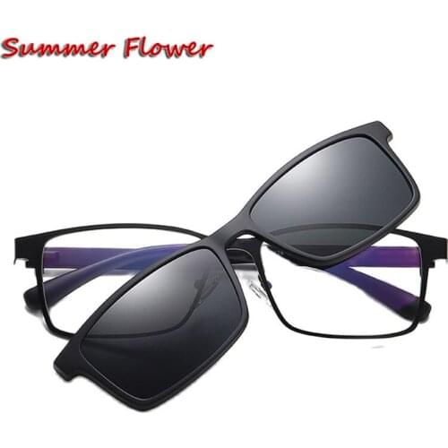 Magnetic Clip Magnet Eyewear Polarized Lenses with Sunglasses for Men Sport Style Eyewear