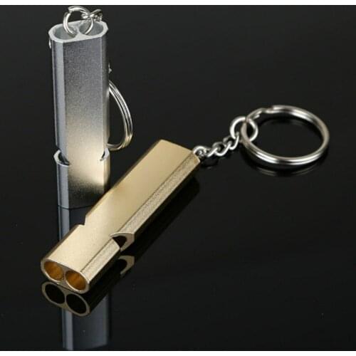 Aluminum Alloy Double Frequency Survival Whistle Double Tube Outdoor Survival Rescue Whistle Equipment EDC Tools