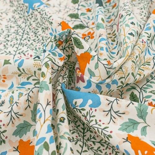 Green Fortune Tree Print Cotton Linen Fabric For Dress Tissus Coton ImprimÉ Sewing Telas Algodon Estampadas Ткань Au MÈTre Tela