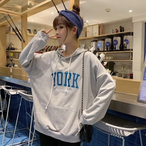 Oversize Women Sweatshirt Harajuku Casual Letter Print Long Sleeve Hooded Pullover Tops hoodies korean Style