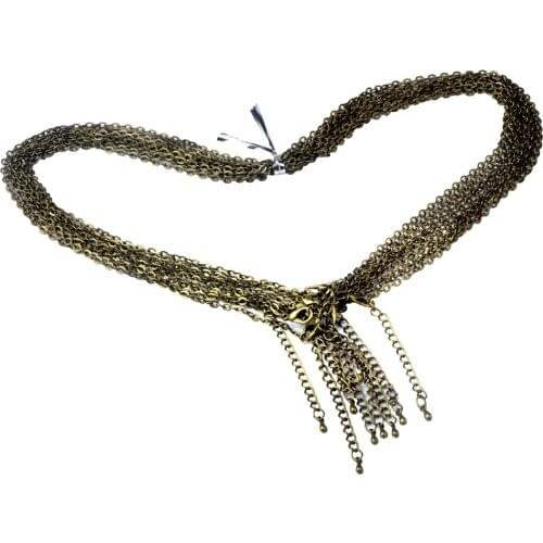 Chanfar 10pcs O shape Link Bronze necklace Chain Findings with Lobster Clasp Chain DIY Jewelry Making Accessories