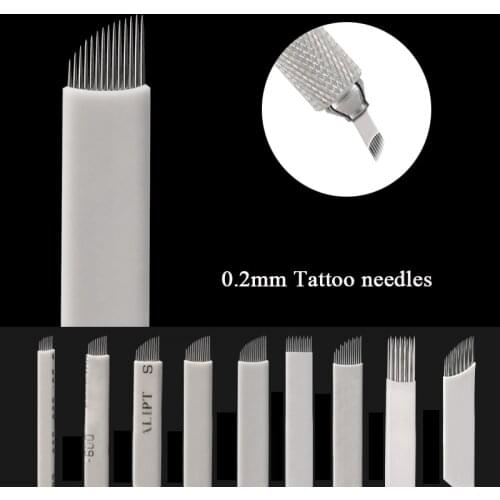 20pcs Permanent Makeup Tattoo Needles 0.2mm Eyebrow Blade For 3D Embroidery Microblading Tattoo Manual Pen Tools PMU Accessories