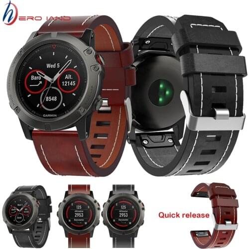 26mm Strap for Garmin Fenix 6X/5X/5X Plus/3/3HR Smartwatch Leather Watchband Band with easy Quick Fit Replacement Wrist Bracelet