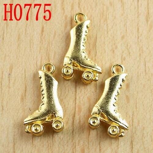 30pcs gold-tone Roller Skates Charms H0775