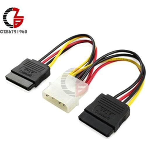 4 Pin IDE Molex to 2 Serial ATA SATA Y Splitter Dual Hard Drive Adapter Cable Connector