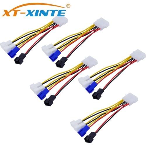 5/10pcs Cooling Fan Power Cable 4 Pin to 3 Pin Fan Power Cable Adapter Connector 12V*2 7v 5v Computer Cooling Fan Cable