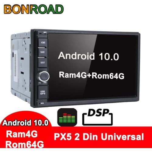 Bonroad PX5 Ram4G Rom64G Android 10.0 Octa Core 2Din Universal Car Multimedia Player with GPS Radio Wifi Bluetooth without DVD