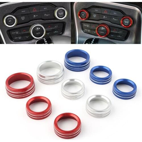 Car Air Conditioner Switch CD Button Knob Covers For 2015 2016 2017 2018 2019 2020 Dodge Challenger Aluminum Alloy 3Pcs
