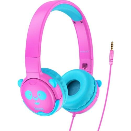 W31 Children Wired Headphone With Microphone 85dB Over-ear Panda Cartoon Earphone 3.5mm Jack For Kids