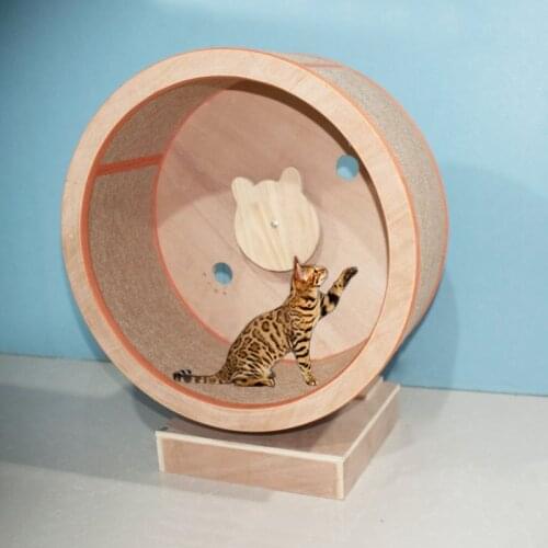 Solid Wood Cat Climbing Frame Cat Scratching Board Treadmill Cat Toy With Climbing Wheels