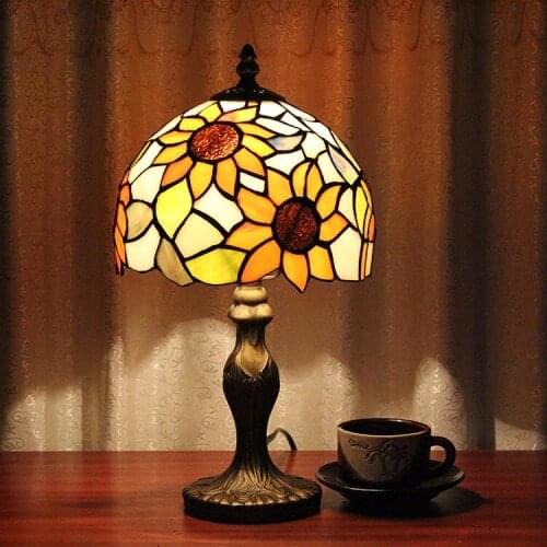 European Creative Glass Table Lamps Countryside Children Bedroom Bedside Study Pastoral Study Coffee Bar Table Lights