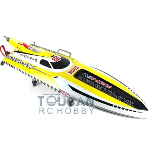 G30H ARTR 54" 30CC Engine Gasoline Fiber Glass RC Racing Boat Rudder Propeller Yellow TH02683