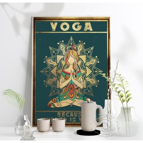 Yoga Because Murder Is Wrong Canvas Painting Art Poster Nordic Style Meditation Relaxed Wall Art Pictures Living Room Decor Gift