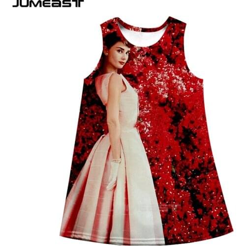 Jumeast Brand Women 3D Printed Dresses Superstar Audrey Hepburn Summer Fashion Sleeveless Dress Suspender Nightdress