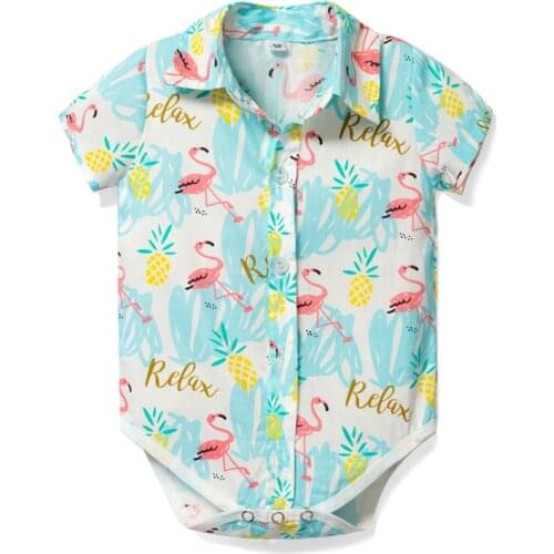 Newborn Child Onesies Clothes Baby Boy Rompers Flamingo Outfits Brand Design Bodysuits for 0-24M Boys Top Dress Turn-down