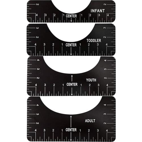 4pcs High Precision T-Shirt Alignment Ruler Guide Craft Tools for Adults Teenagers Toddlers and Baby Size PVC Tshirt Rulers