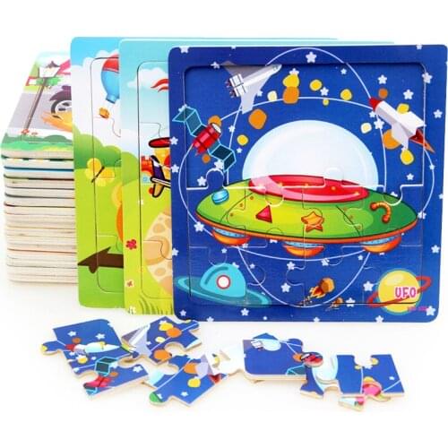 Montessori Materials Educational Wooden Toys for Children Early Learning Preschool Teaching Kids 3D Cartoon Puzzles Match Toy