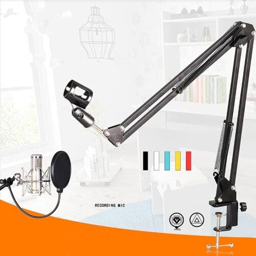 Nb-35 Metal Extendable Recording Microphone Stand Tripod Boom Scissor Arm Holder With Microphone Clip Mounting Clamp For BM 800