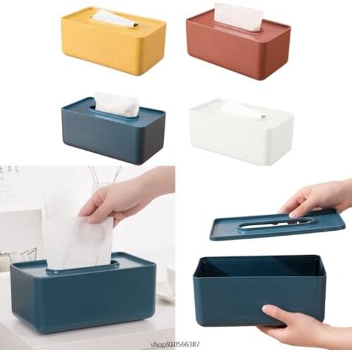 Minimalist Nordic Style Plastic Tissue Box Cover Simple Solid Rectangular Napkin Holder Facial Paper Case Dispenser Wholesales