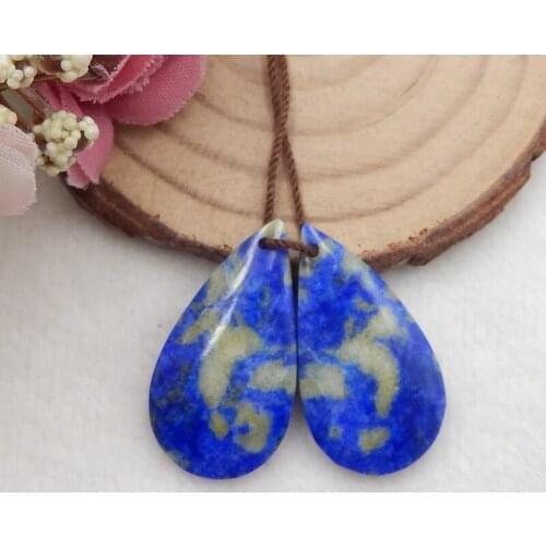 Natural stone Lapis Lazuli fashion Earring Bead,For Women Jewelry Making DIY 29x15x4mm6.5g