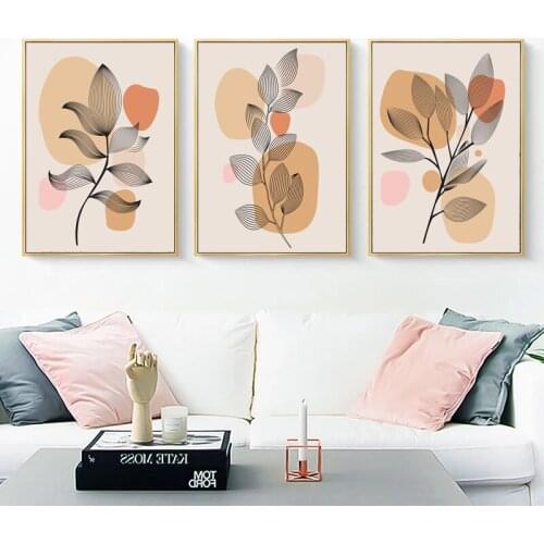 Nordic Minimalist Canvas Painting Flowers Leaf Plant Illustration Wall Art Posters And Print Pictures Modern For Home Decoration