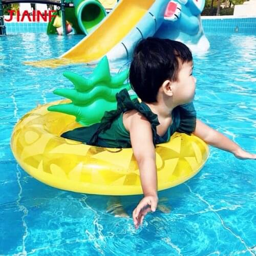 0-4 Age Child Buoy Yellow Pineapple Anti-rollover Inflatable Swimming Pool seat ring Pvc Material Pool Accessories Dropshipping