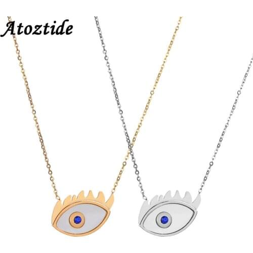 Atoztide Punk Pendant Necklace Evil Eye Pendant Necklace Stianless steel Gold Devil Eye Necklaces Charms Necklace Jewelry