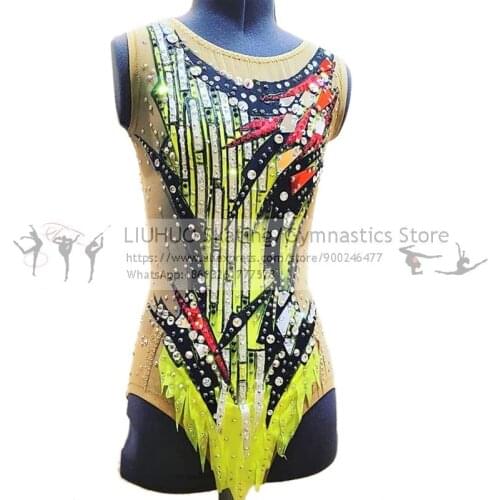 LIUHUO Figure Skating Dress Womens Girls Ice Skating Performance Rhythmic Gymnastics Competition Dance Leotard Artistic Costume