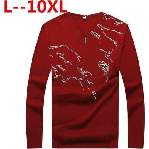PLus 8XL 7XL 6XL New Autumn Men Long Sleeve T shirt Cotton High Quality Pullover Casual Fashion Shirt Brand Clothes Big large