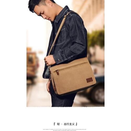 Casual Mens Bag Shoulder Bag Mens A4 Simple Retro Mens Messenger Bag Mens Backpack Canvas Bag Horizontal Schoolbag Fashion