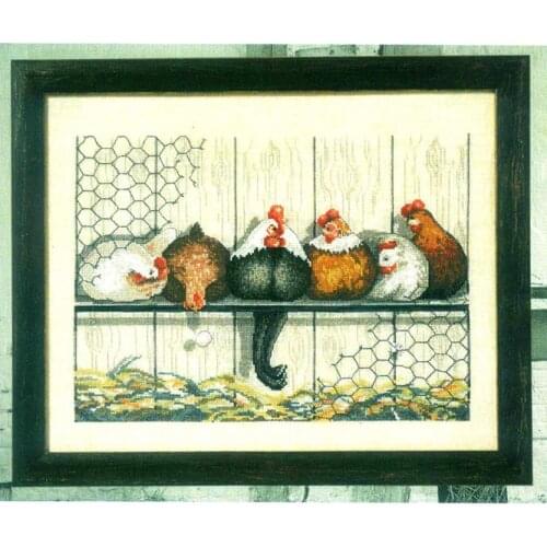 Lovely kit 19-20 Cross stitch Handmade 14CT Counted Canvas DIY,Cross-stitch kits,Embroidery chickens in the chicken coop 46-37