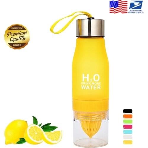 Dropshipping 650ML Lemon Water Bottle Outdoor Sport Travel Infuser Juice Fruit Pulp Water Bottles for Healthy Drinking