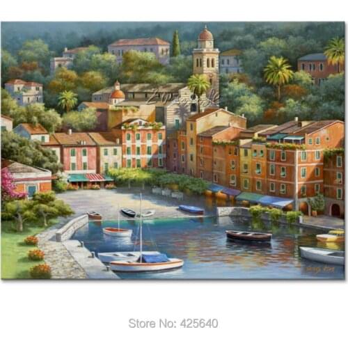 Hand-painted Mediterranean Seascapes painting for the sitting room decorates a wall pictures painted on the canvas art 15