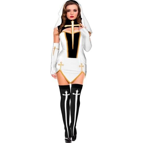 Adult Women Sexy Nun Costume Church Missionary Sister Cosplay Fancy Dress
