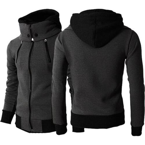 Plus Size Sweatshirt Autumn Men Casual Fleece Coats Solid Color Motorcycle Sportswear Bomber Windbreaker Jackets Zip Up Hoodies