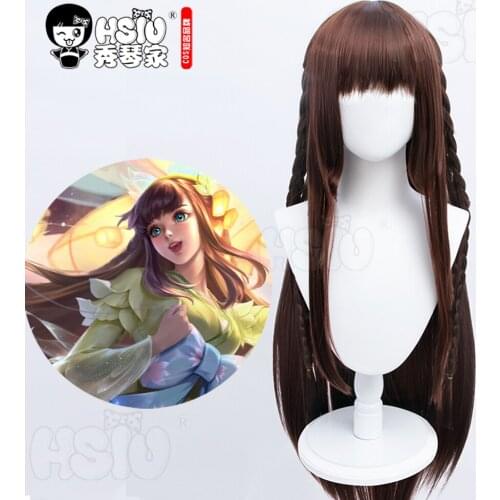 HSIU Game King of Glory cosplay Game skin Nakoruru wig Dark brown braid long hair+Free gift brand wig cap