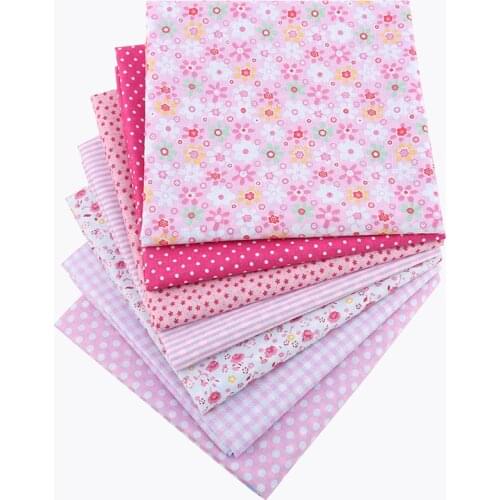 Nanchuang 7pcs/Lot Pink Thin Cotton Fabric Low Density Patchwork Cloth For DIY Handmade Sewing Tissue Needlework Pattern 50x50cm